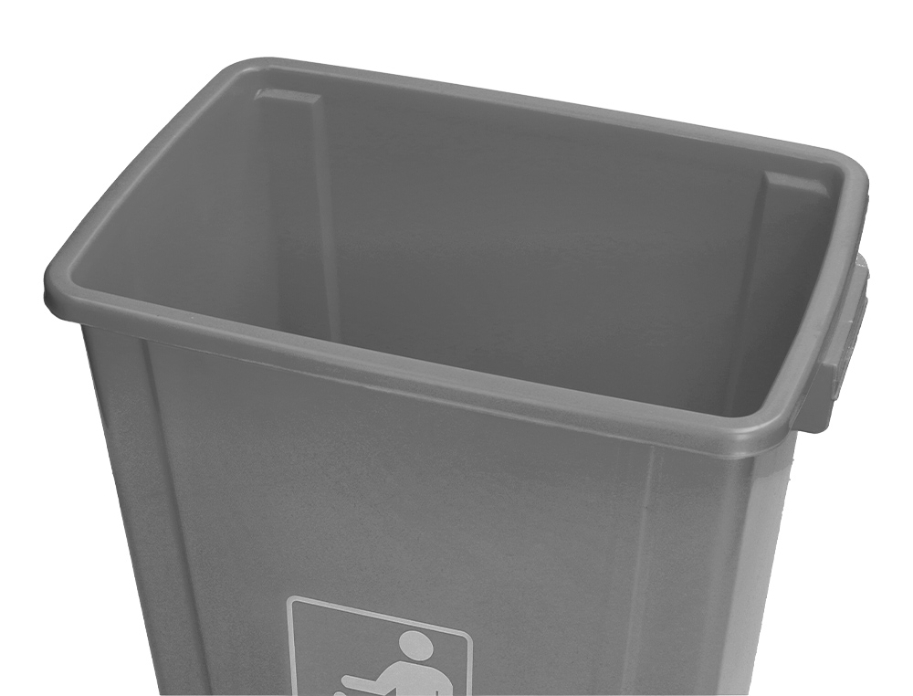 PAPELERA CONTENEDOR Q-CONNECT PLASTICO CON TAPA DE BALANCIN 58 LITROS GRIS 470X330X760 MM