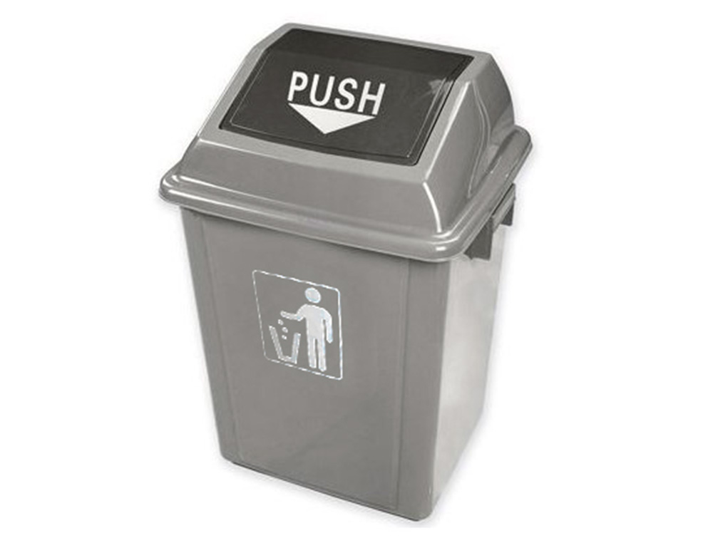 PAPELERA CONTENEDOR Q-CONNECT PLASTICO CON TAPA DE BALANCIN 40 LITROS GRIS 410X280X610 MM