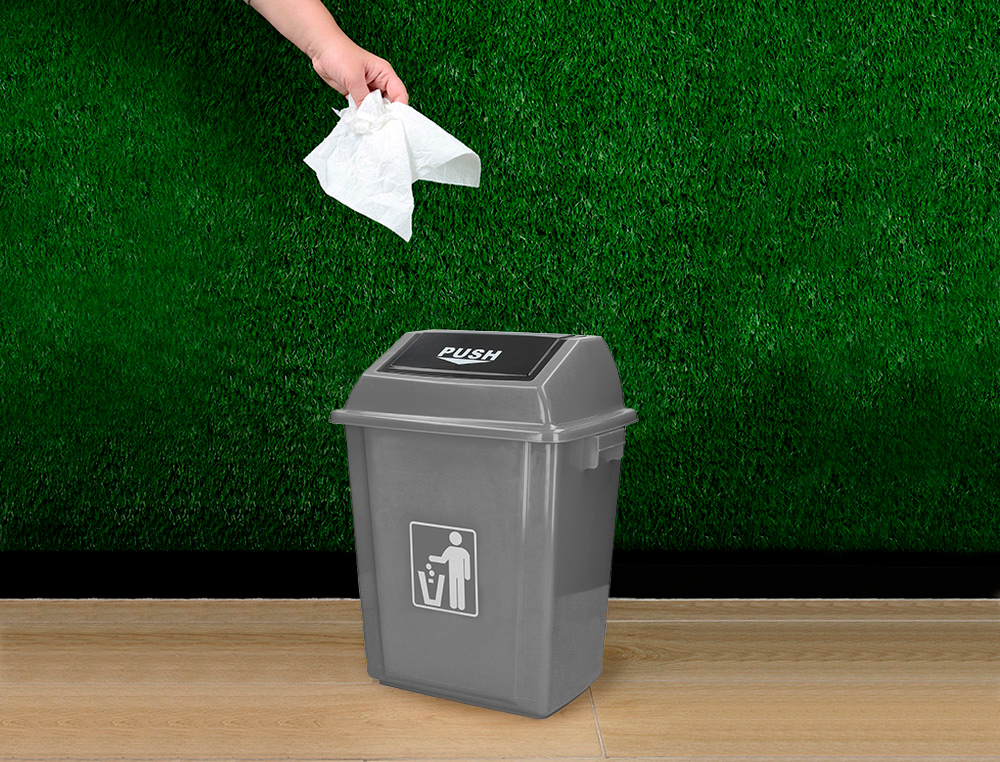 PAPELERA CONTENEDOR Q-CONNECT PLASTICO CON TAPA DE BALANCIN 20 LITROS GRIS 340X240X450 MM