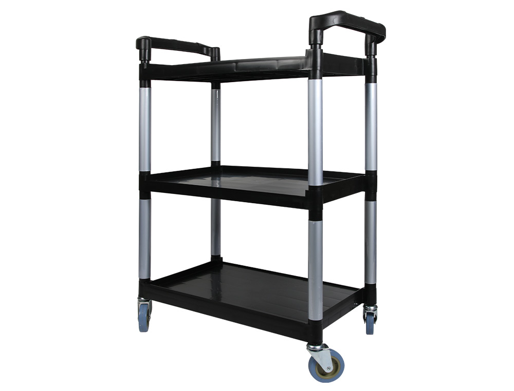 CARRO DE SERVICIO MULTIFUNCIONAL Q-CONNECT 3 ESTANTES DE POLIPROPILENO 830X420X970 MM