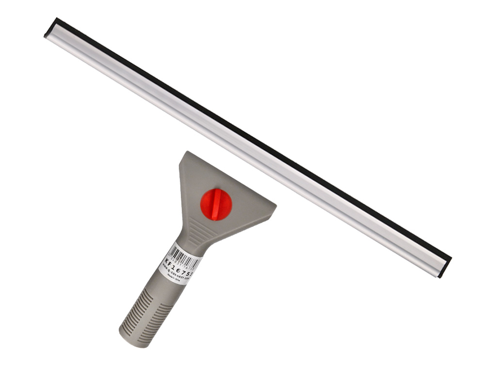 LIMPIAVENTANAS Q-CONNECT INDUSTRIAL MANGO DE ACERO Y HOJA LIMPIADORA DE PLASTICO DE 40 CM DE ANCHO