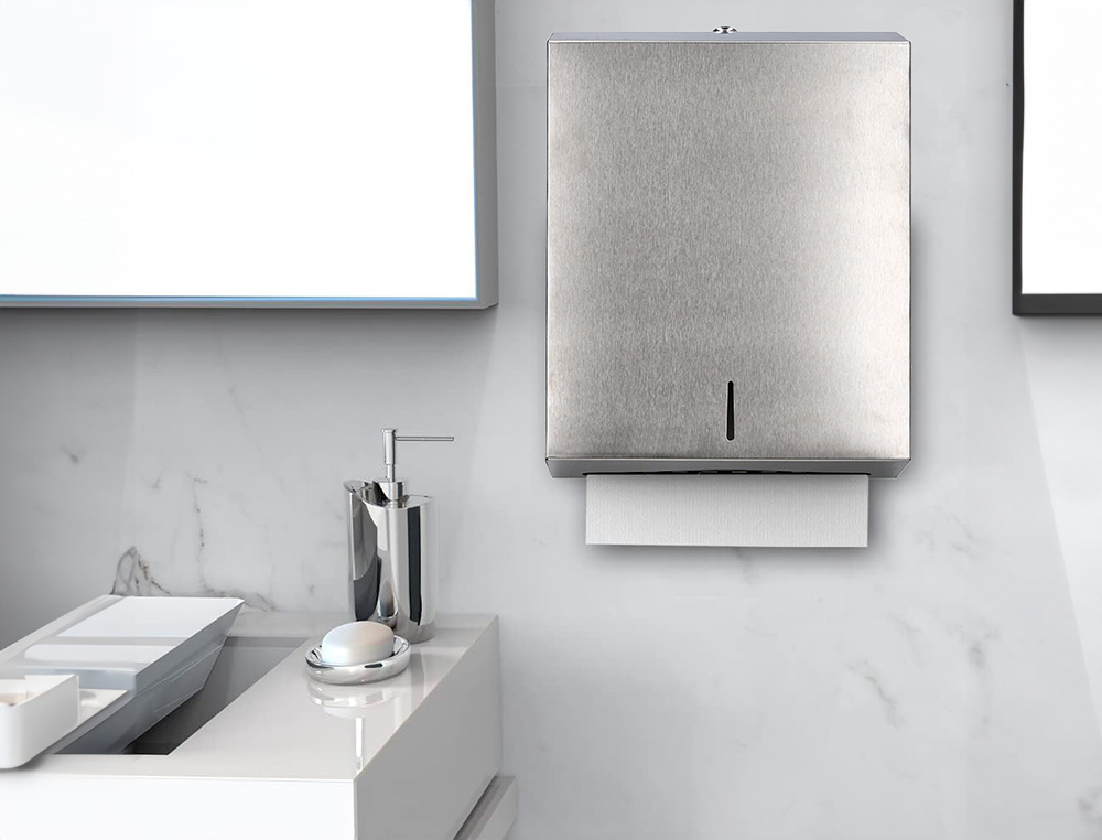 DISPENSADOR Q-CONNECT DE TOALLITAS DE PAPEL ACERO INOXIDABLE 283X100X365 MM