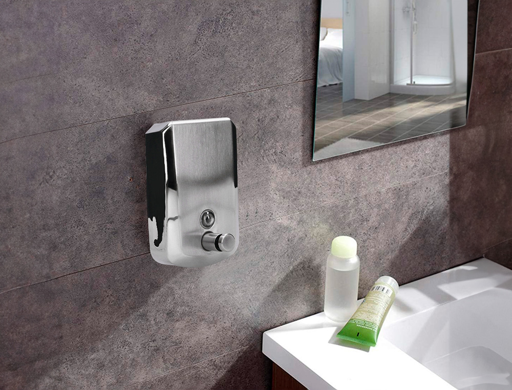 DISPENSADOR MANUAL Q-CONNECT DE JABON 800 ML ACERO INOXIDABLE 115X56X179MM