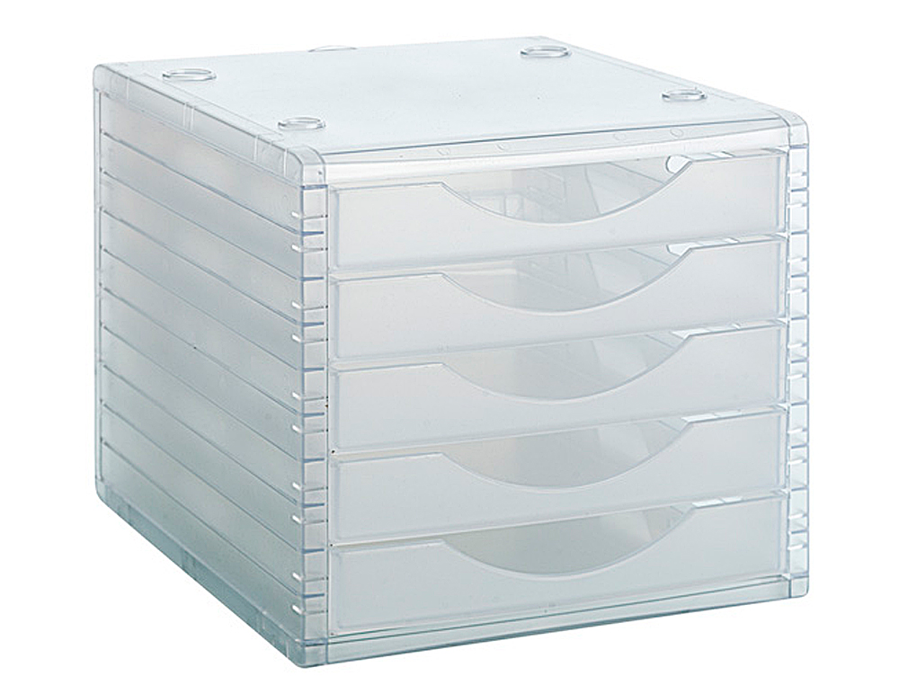 FICHERO CAJONES DE SOBREMESA ARCHIVO 2000 260X270X340 MM APILABLES 5 CAJONES TRANSPARENTE TRANSLUCIDO
