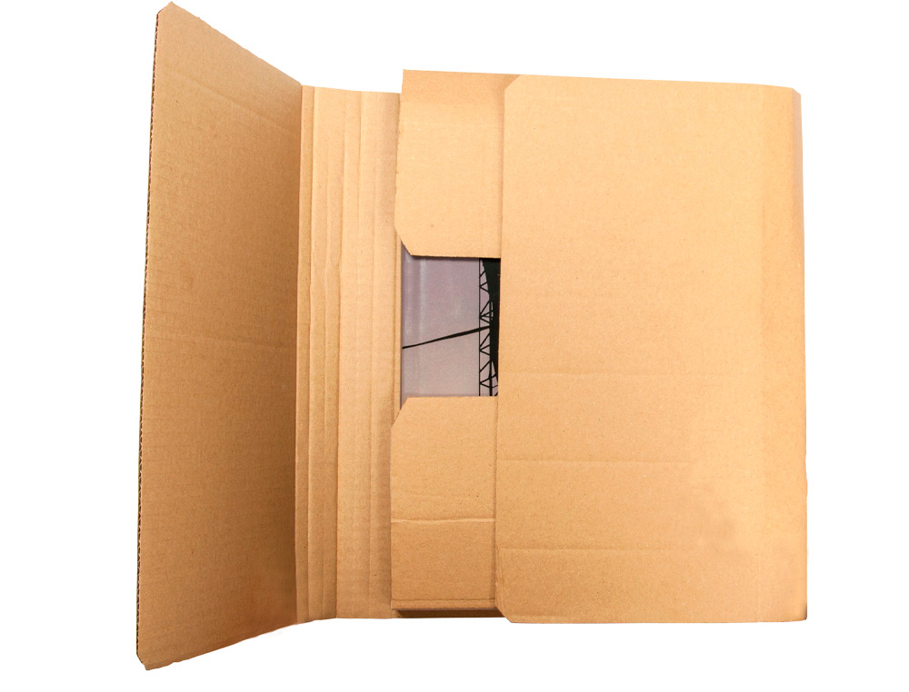 CAJA PARA EMBALAR LIBROS Q-CONNECT CARTON RECICLADO CANAL SIMPLE 3 MM COLOR KRAFT 520X390X140 MM