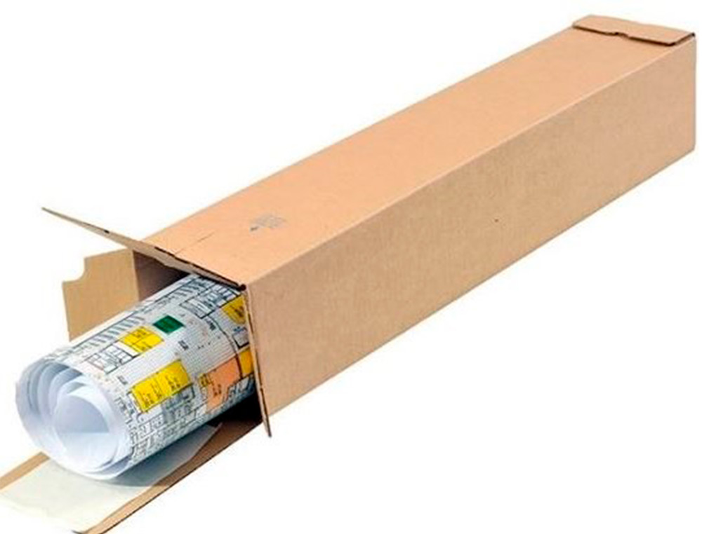 CAJA PARA EMBALAR Q-CONNECT TUBO CARTON RECICLADO CANAL SIMPLE 3 MM COLOR KRAFT 1020X150X150 MM