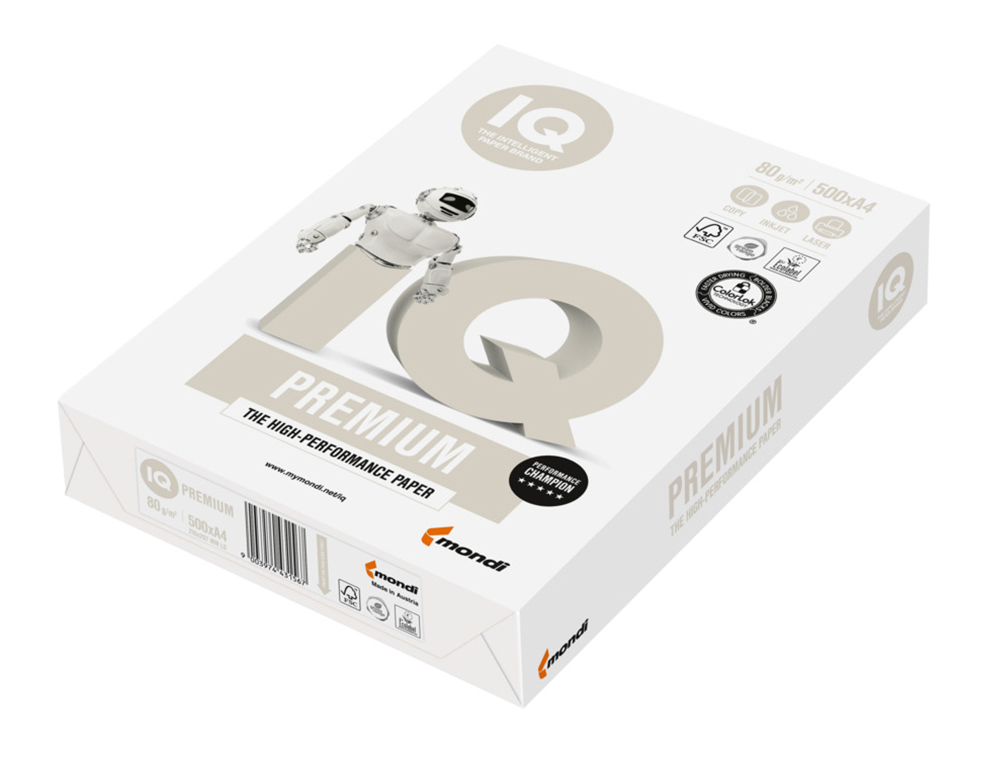PAPEL FOTOCOPIADORA IQ PREMIUM DIN A4 80 GRAMOS PAQUETE DE 500 HOJAS
