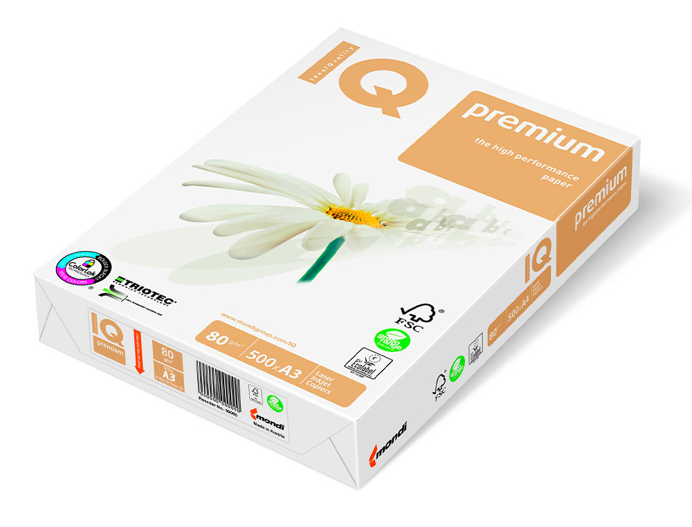 PAPEL FOTOCOPIADORA IQ PREMIUM DIN A3 80 GRAMOS PAQUETE DE 500 HOJAS