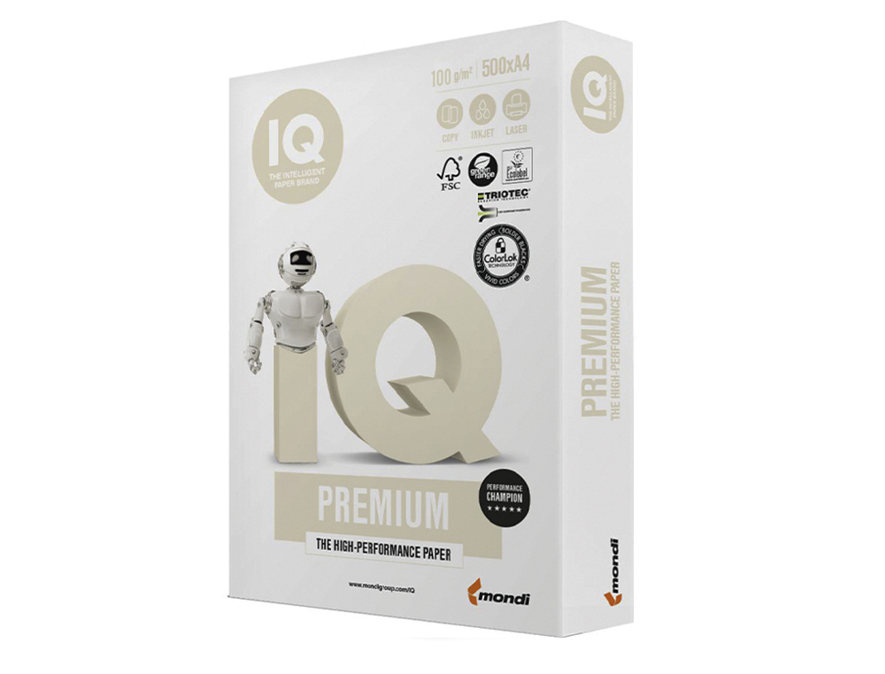 PAPEL FOTOCOPIADORA IQ PREMIUM DIN A4 100 GRAMOS PAQUETE DE 500 HOJAS