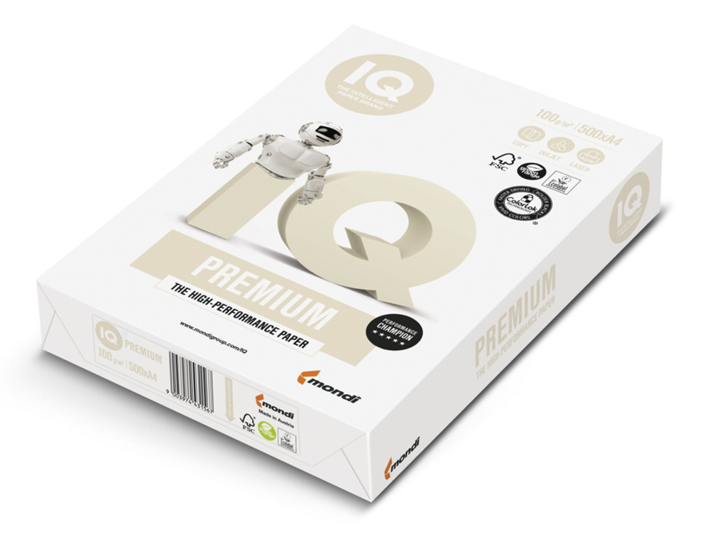 PAPEL FOTOCOPIADORA IQ PREMIUM DIN A4 100 GRAMOS PAQUETE DE 500 HOJAS