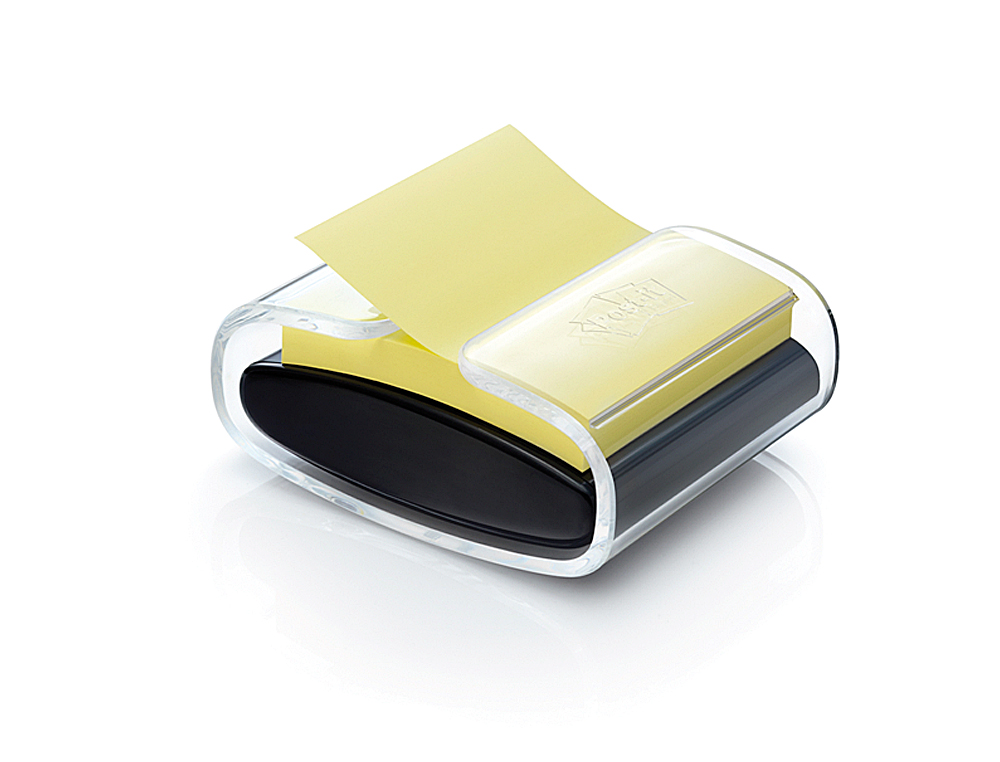 SOPORTE BLOC DE NOTAS ADHESIVAS QUITA Y PON POST-IT SUPER STICKY Z NOTES COLOR NEGRO CON 1 BLOC 76X76 MM