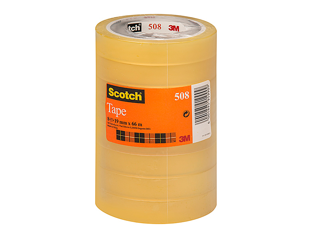 CINTA ADHESIVA SCOTCH TRANSPARENTE 66 MT X 19 MM PACK DE 8 UNIDADES