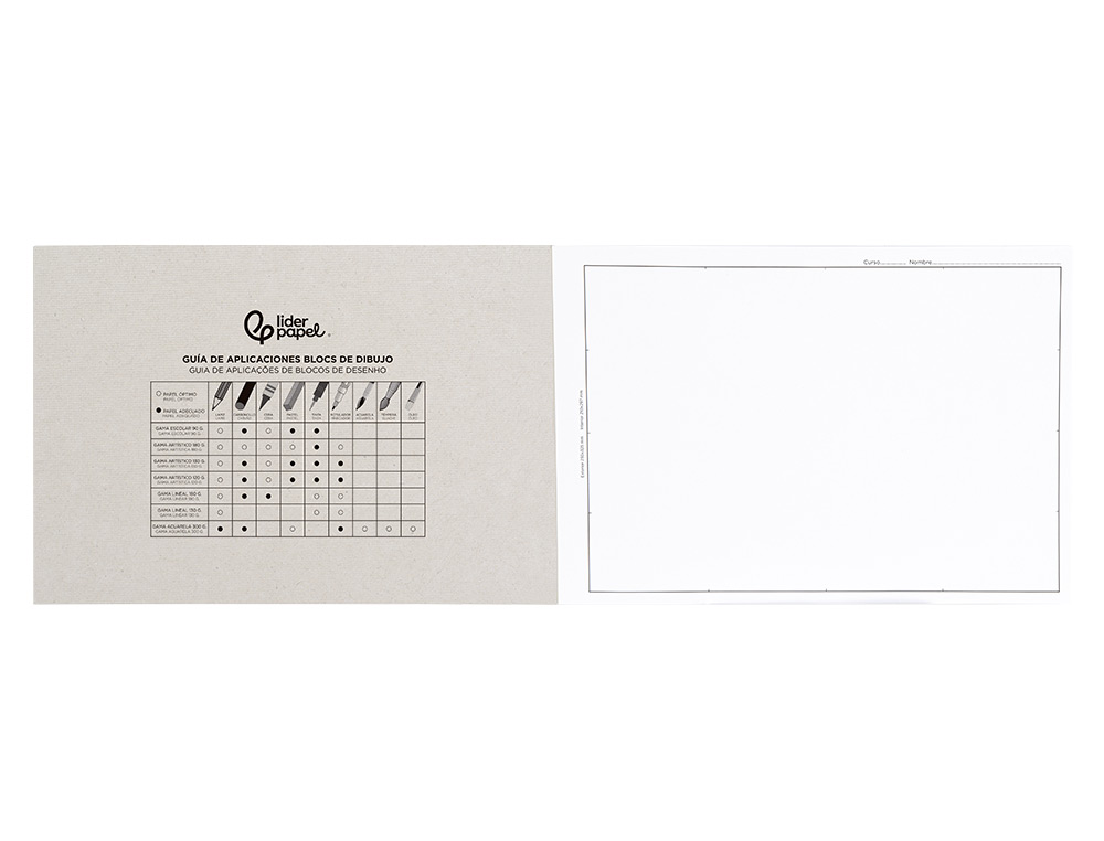 BLOC DIBUJO LIDERPAPEL LINEAL ENCOLADO 230X325MM 20 HOJAS 180 GR/M2 CON RECUADRO