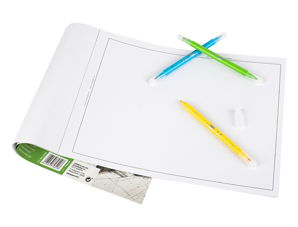 BLOC DIBUJO LIDERPAPEL LINEAL ENCOLADO 230X325MM 20 HOJAS 180 GR/M2 CON RECUADRO
