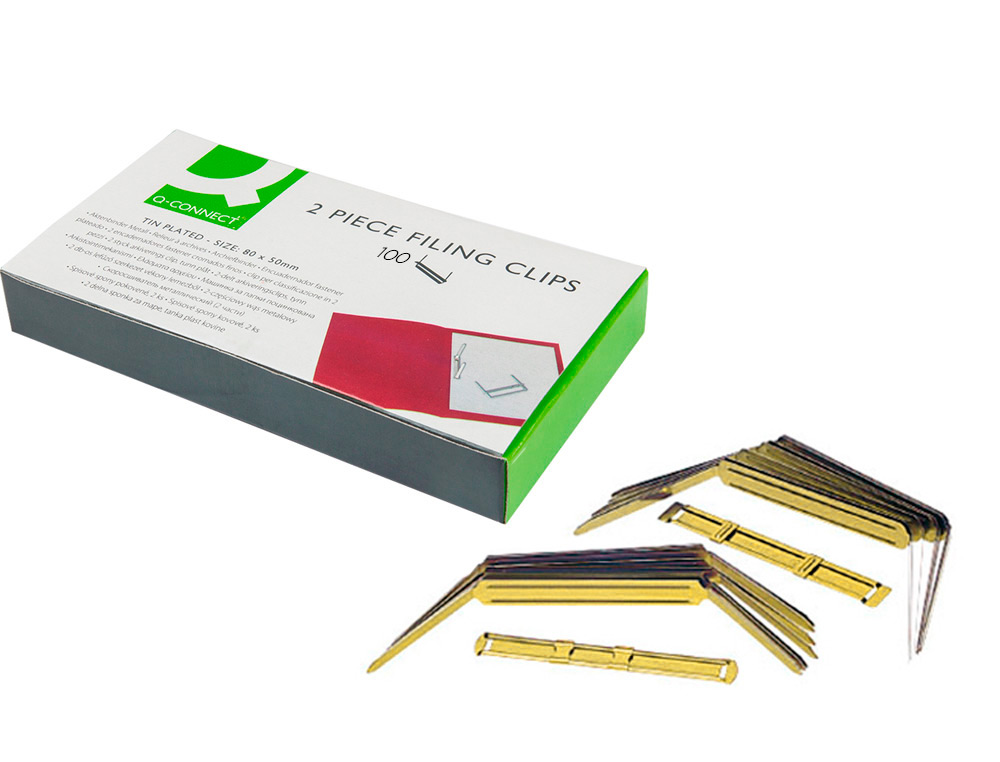 ENCUADERNADOR FASTENER Q-CONNECT DORADO CAJA DE 100 UNIDADES
