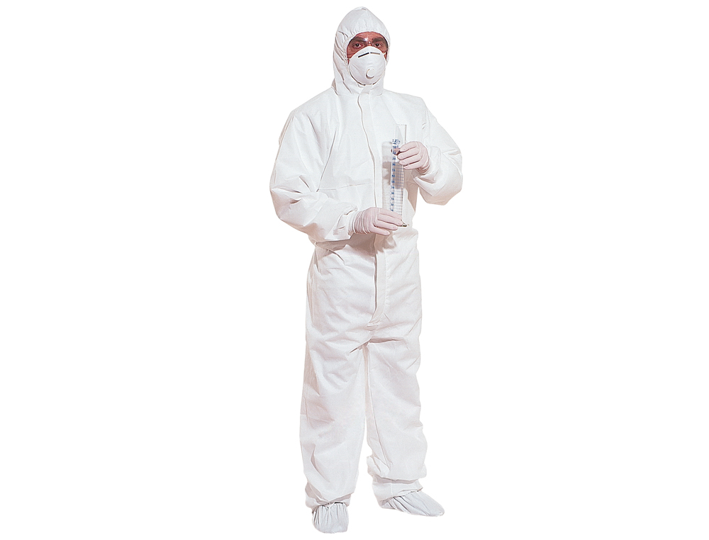 TRAJE DE SEGURIDAD DELTAPLUS POLIPROPILENO CON CAPUCHA DE UN SOLO USO COLOR BLANCO TALLA XL