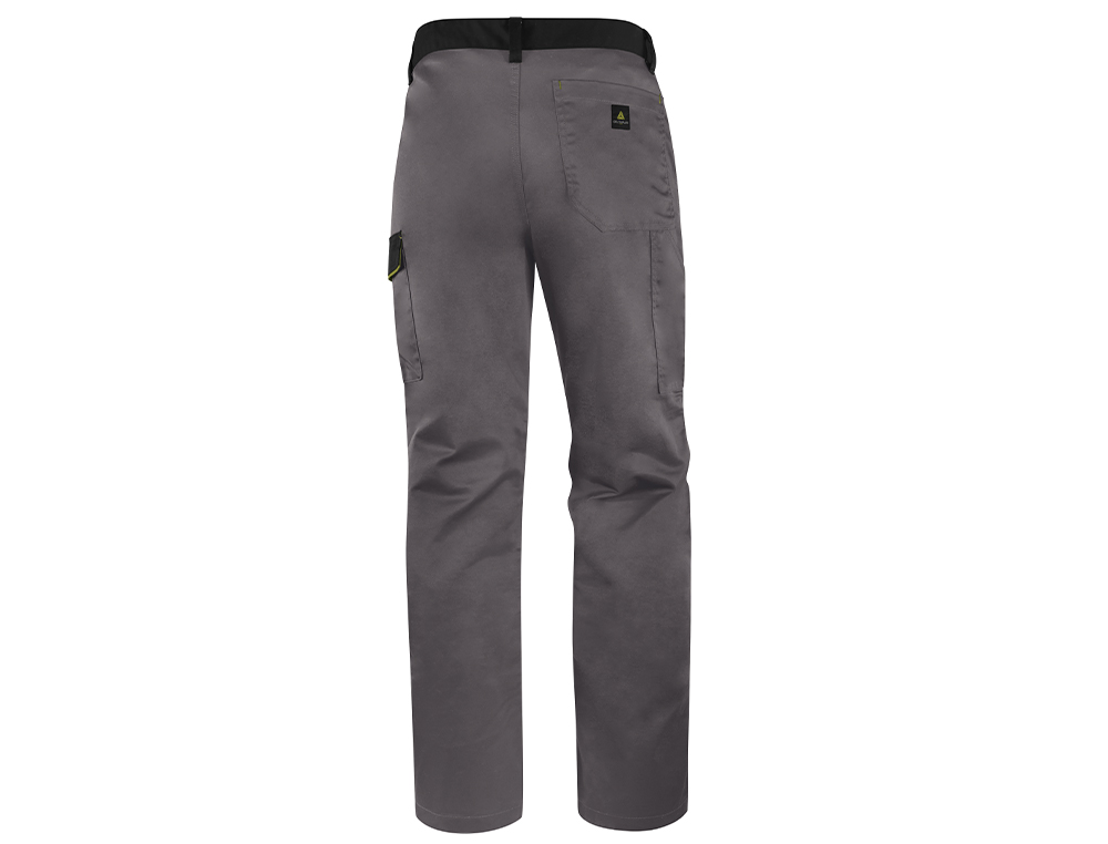 PANTALON DE TRABAJO DELTAPLUS CINTURA AJUSTABLE 5 BOLSILLOS COLOR GRIS VERDE TALLA 3XL