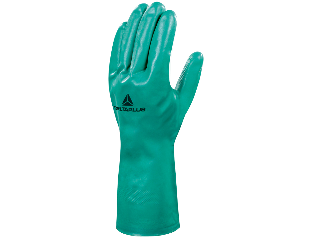 GUANTES DELTAPLUS TRATADO EN NITRILO FLOCADO DE ALGODON ESPECIAL PARA TRABAJOS CON LIQUIDOS QUIMICOS TALLA 10