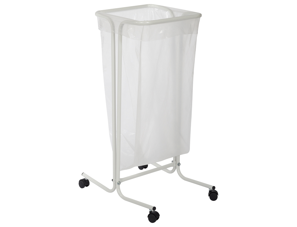 SOPORTE CEP PARA BOLSAS DE BASURA DE 110 LITROS EN PLASTICO Y ACERO CON RUEDAS 400X450X853 MM