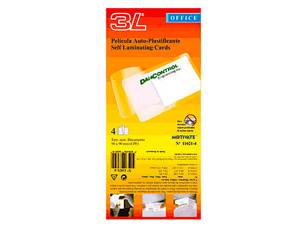 BOLSA DE PLASTIFICAR 3L OFFICE MANUAL EN FRIO 300 MC DIN A4 CON DORSO ADHESIVO PACK 10 UNIDADES