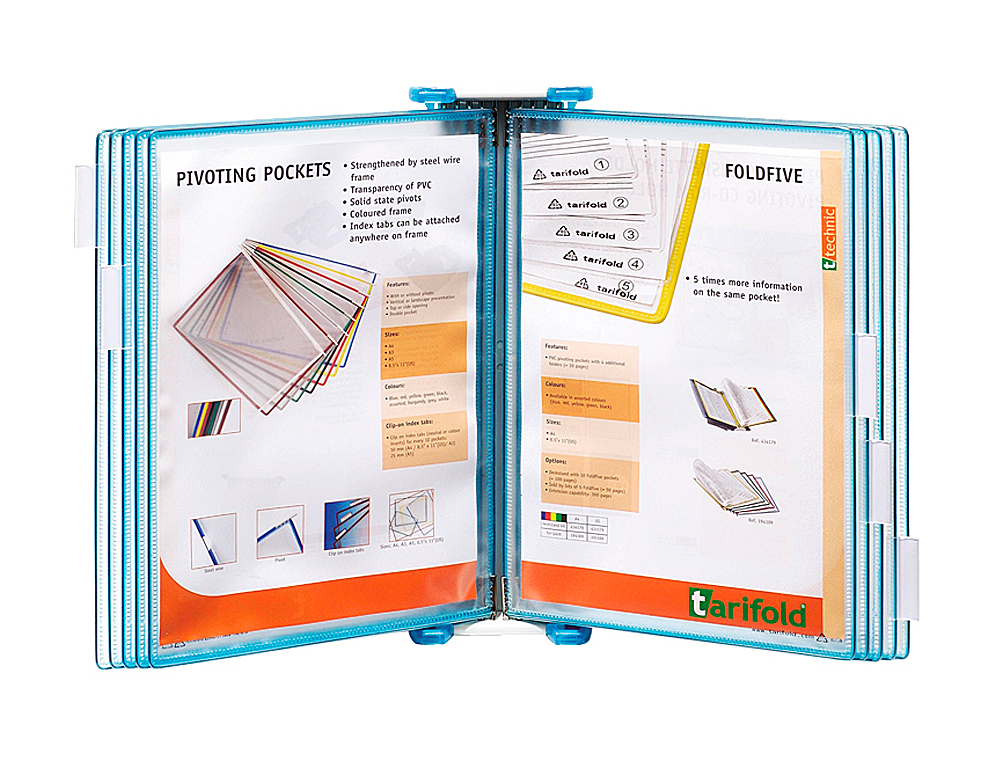 PORTACATALOGO DE PARED POLIPROPILENO DJOIS CON 10 FUNDAS DIN A4 COLOR AZUL