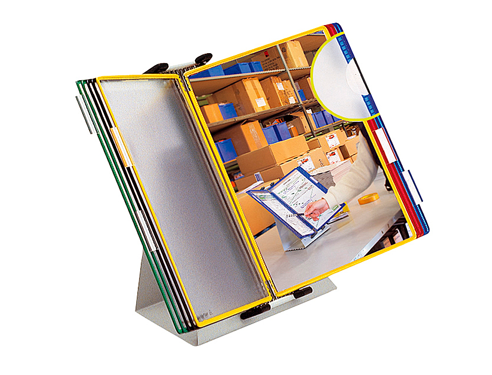 PORTACATALOGO SOBREMESA PVC DJOIS CON 10 FUNDAS DIN A4 COLORES SURTIDOS