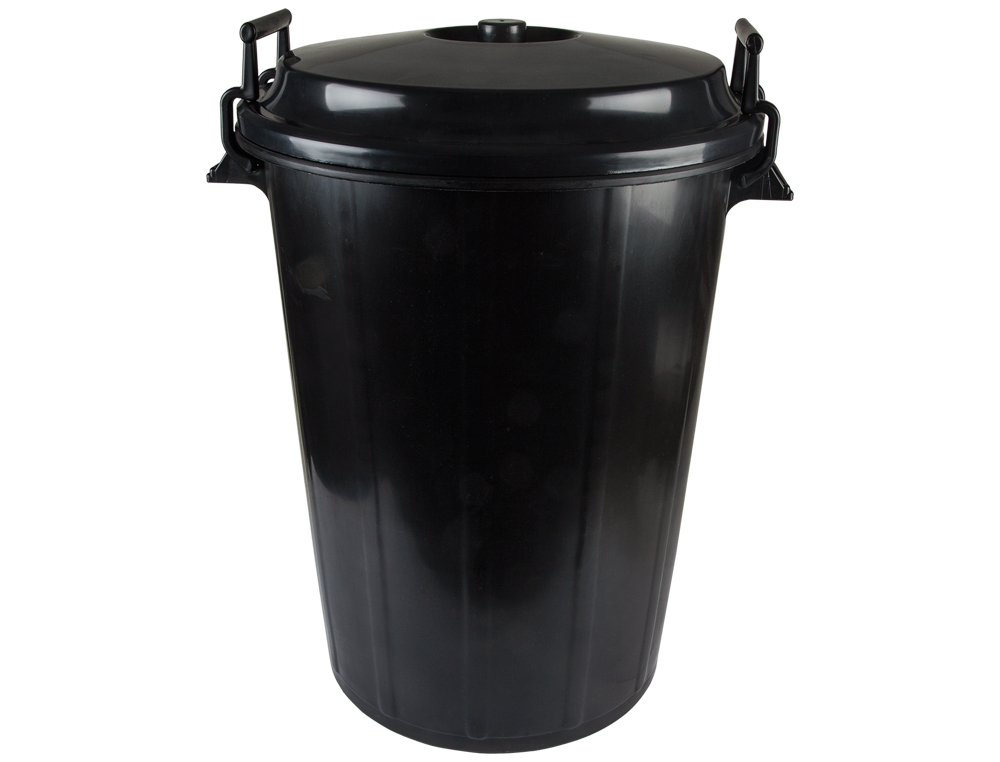 CUBO DE BASURA CON TAPA NEGRO 100 L PARA BOLSAS 85X105 CM