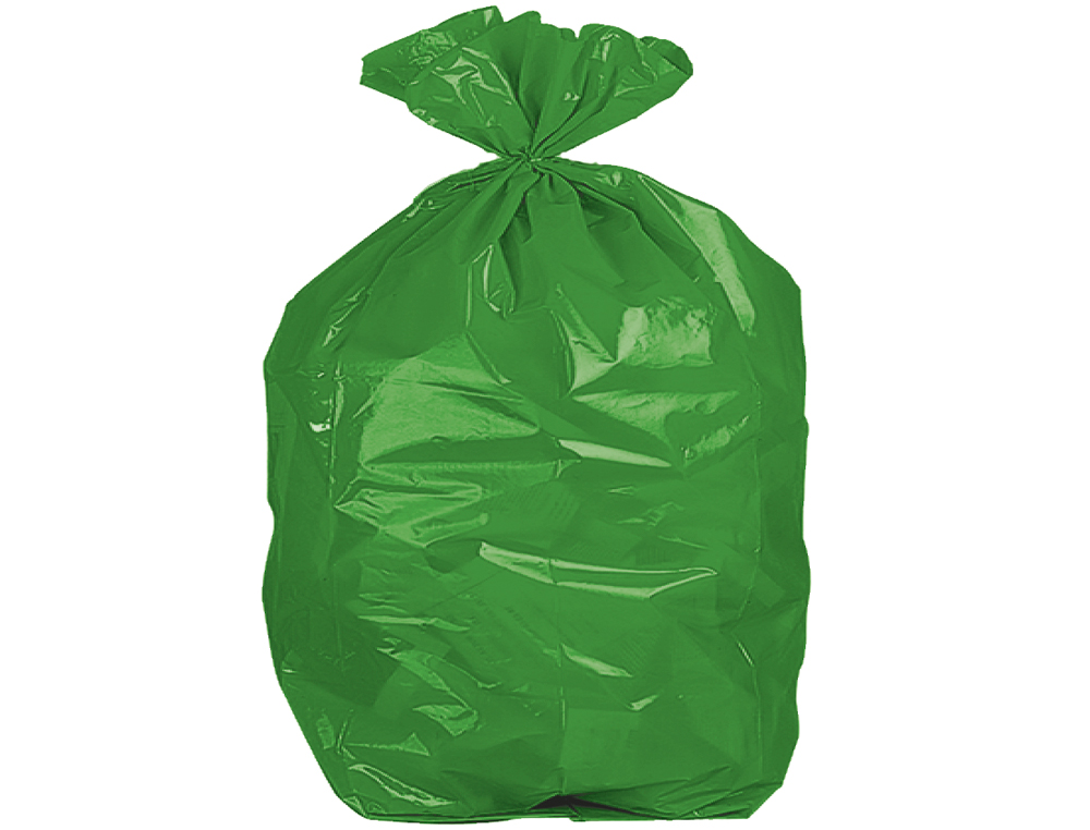 BOLSA BASURA DOMESTICA VERDE CON AUTOCIERRE 55 X 60 CM ROLLO DE 15 UNIDADES