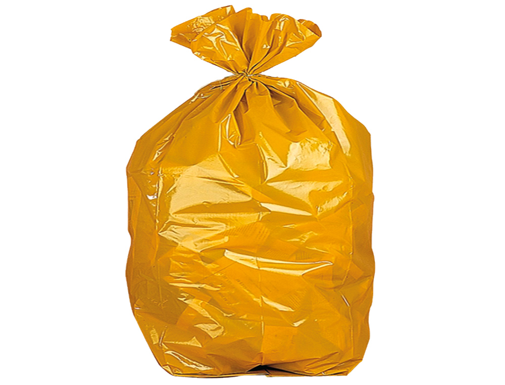 BOLSA BASURA DOMESTICA AMARILLA CON AUTOCIERRE 55 X 60 CM ROLLO DE 15 UNIDADES