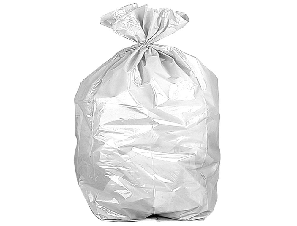 BOLSA BASURA DOMESTICA BLANCA CON AUTOCIERRE 55 X 56 CM ROLLO DE 15 UNIDADES