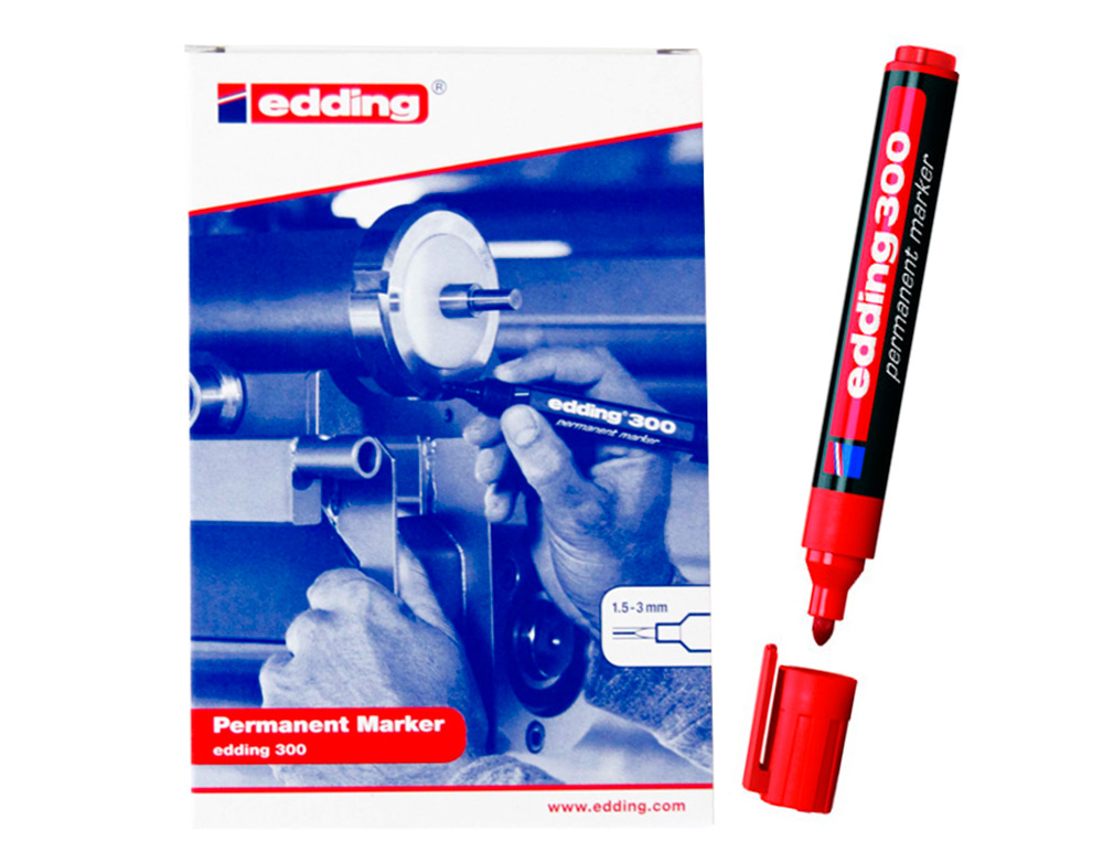 ROTULADOR EDDING MARCADOR PERMANENTE 300 ROJO PUNTA REDONDA 1,5-3 MM RECARGABLE