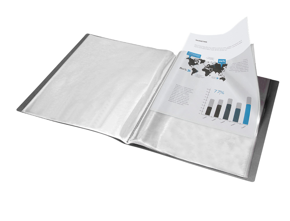 CARPETA LIDERPAPEL ESCAPARATE 20 FUNDAS PVC FOLIO NEGRO