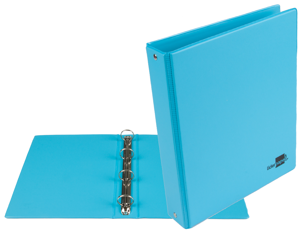 CARPETA DE 4 ANILLAS 25 MM REDONDAS LIDERPAPEL A5 CARTON FORRADO PVC AZUL
