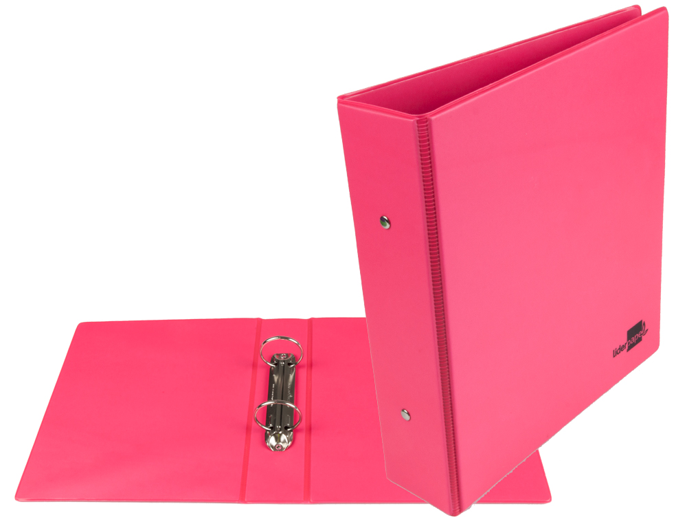 CARPETA DE 2 ANILLAS 40 MM REDONDAS LIDERPAPEL A5 CARTON FORRADO PVC FUCSIA
