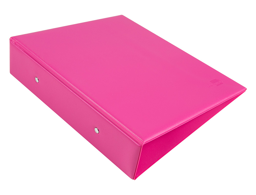 CARPETA DE 2 ANILLAS 40 MM REDONDAS LIDERPAPEL A5 CARTON FORRADO PVC FUCSIA