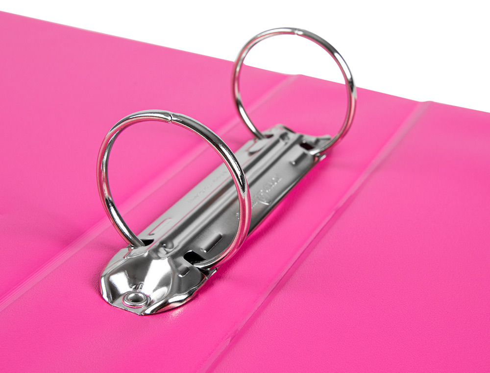 CARPETA DE 2 ANILLAS 40 MM REDONDAS LIDERPAPEL A5 CARTON FORRADO PVC FUCSIA