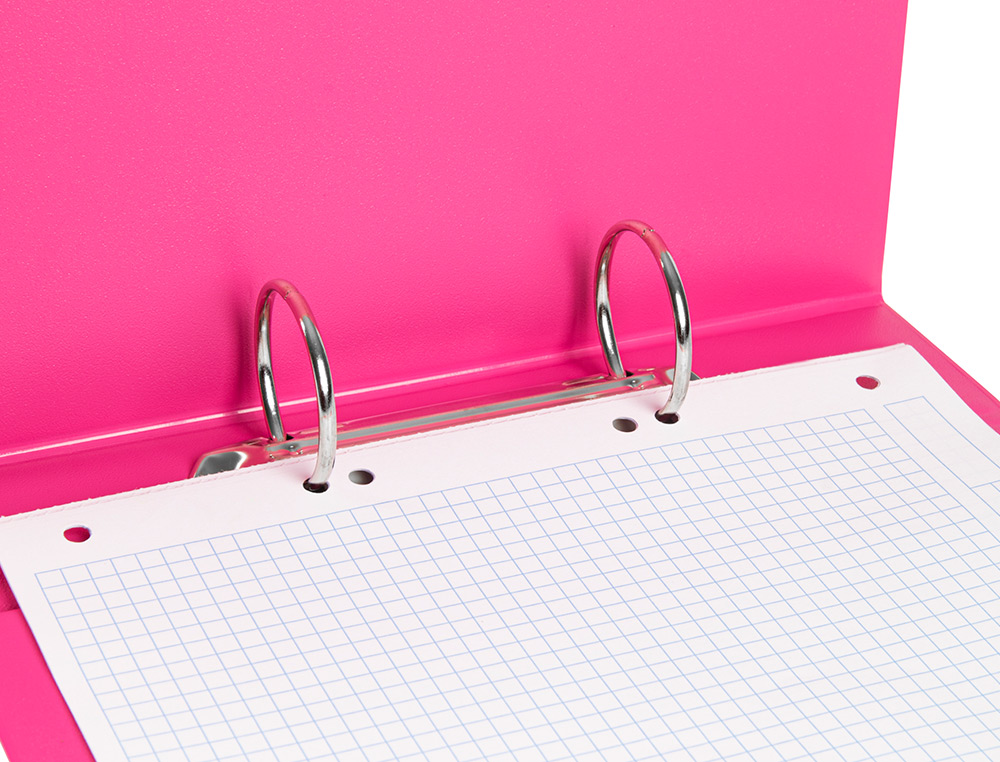 CARPETA DE 2 ANILLAS 40 MM REDONDAS LIDERPAPEL A5 CARTON FORRADO PVC FUCSIA