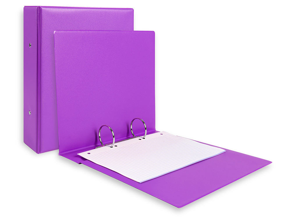 CARPETA DE 2 ANILLAS 40 MM REDONDAS LIDERPAPEL A5 CARTON FORRADO PVC VIOLETA