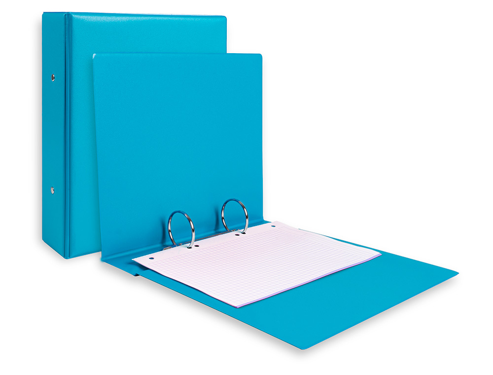 CARPETA DE 2 ANILLAS 40 MM REDONDAS LIDERPAPEL A5 CARTON FORRADO PVC AZUL