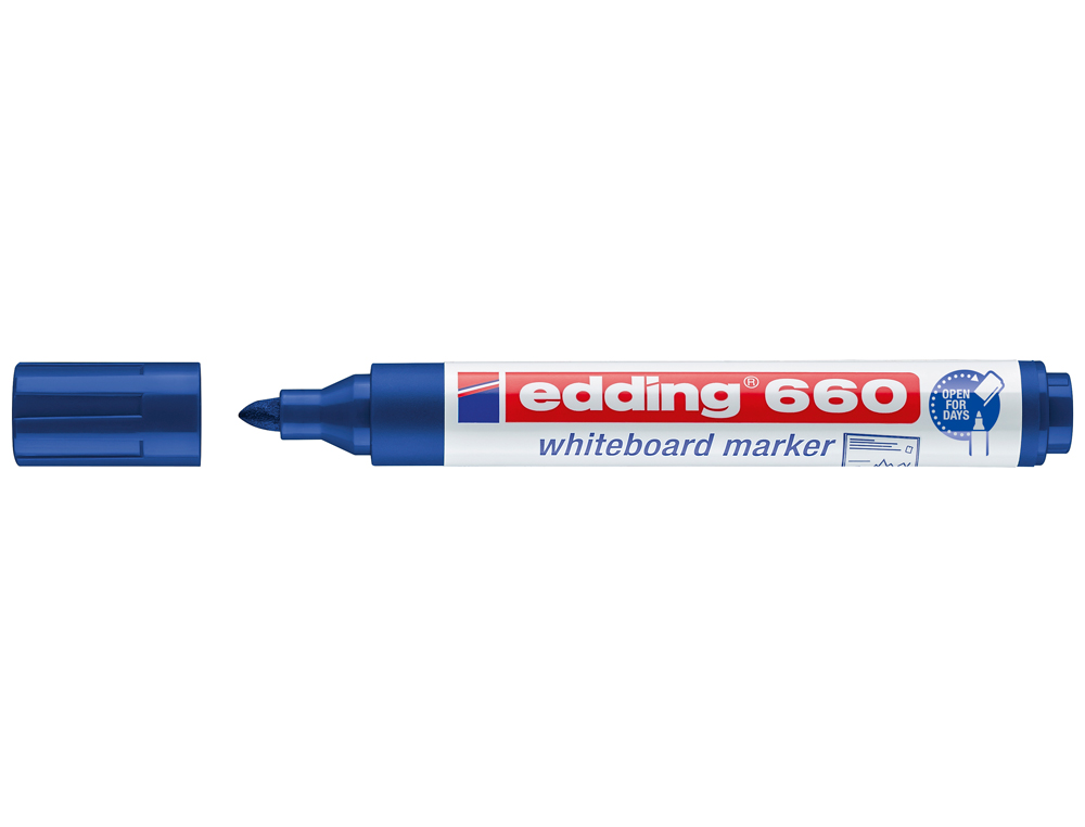 ROTULADOR EDDING PARA PIZARRA BLANCA 660 COLOR AZUL PUNTA REDONDA 1,5-3 MM RECARGABLE