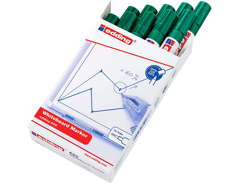 ROTULADOR EDDING PARA PIZARRA BLANCA 660 COLOR VERDE PUNTA REDONDA 1,5-3 MM