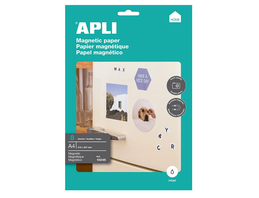 PAPEL MAGNETICO APLI BLANCO DIN A4 PARA IMPRESORAS INKJET PAQUETE DE 8 HOJAS