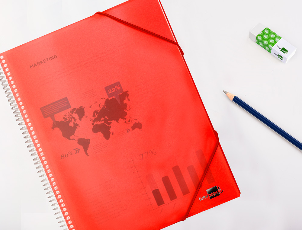 CARPETA LIDERPAPEL ESCAPARATE CON ESPIRAL 20 FUNDAS POLIPROPILENO DIN A5 ROJA