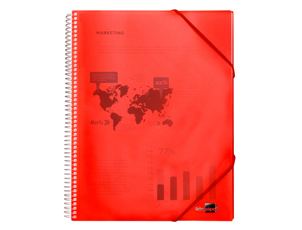 CARPETA LIDERPAPEL ESCAPARATE CON ESPIRAL 20 FUNDAS POLIPROPILENO DIN A5 ROJA