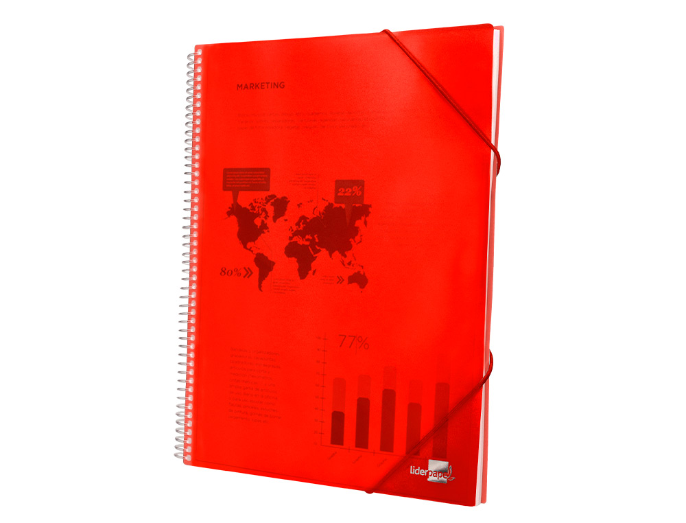 CARPETA LIDERPAPEL ESCAPARATE CON ESPIRAL 20 FUNDAS POLIPROPILENO DIN A5 ROJA