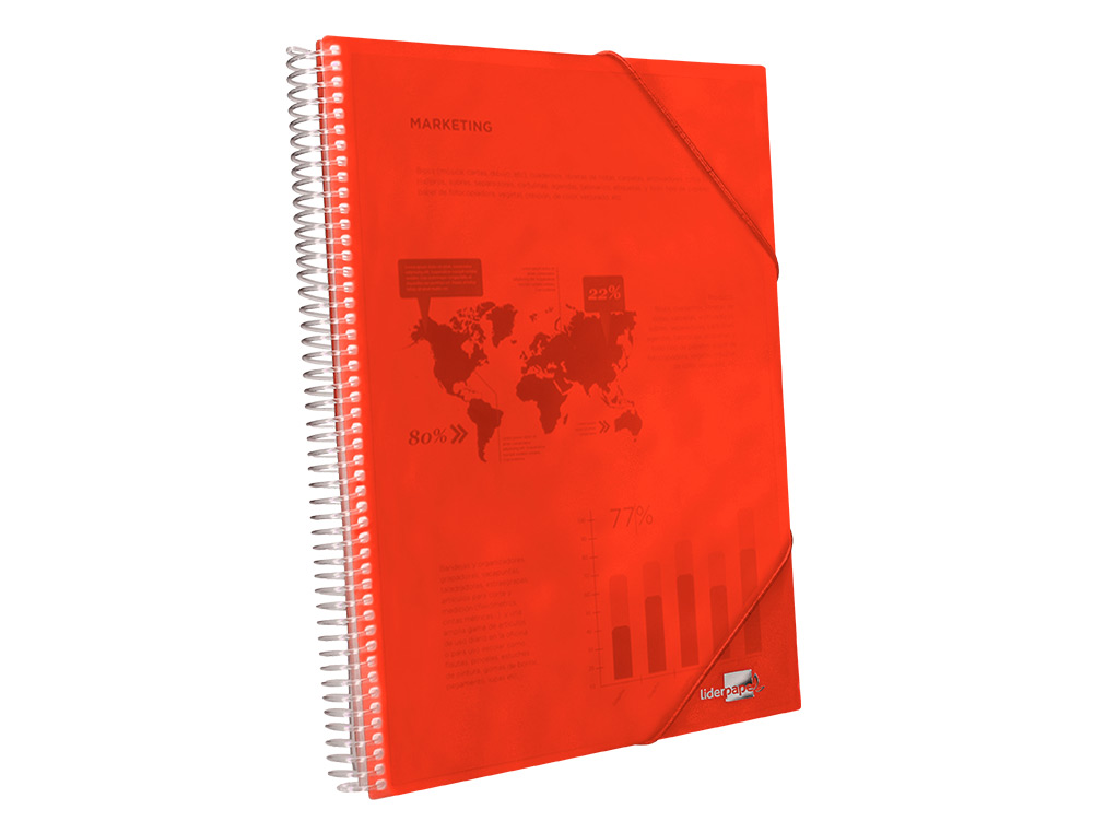 CARPETA LIDERPAPEL ESCAPARATE CON ESPIRAL 20 FUNDAS POLIPROPILENO DIN A5 ROJA