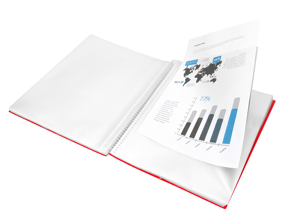 CARPETA LIDERPAPEL ESCAPARATE CON ESPIRAL 20 FUNDAS POLIPROPILENO DIN A5 ROJA