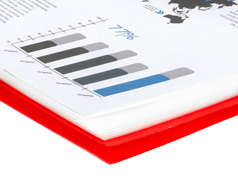 CARPETA LIDERPAPEL ESCAPARATE CON ESPIRAL 20 FUNDAS POLIPROPILENO DIN A5 ROJA