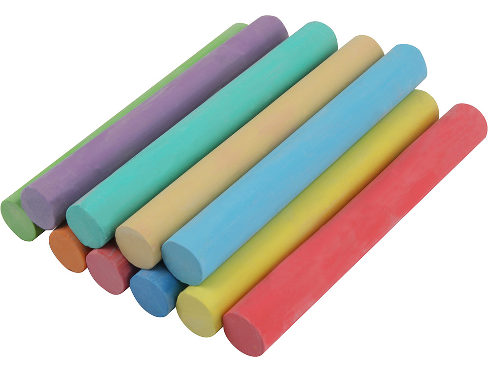 TIZA COLOR ANTIPOLVO LIDERPAPEL CAJA DE 10 UNIDADES COLORES SURTIDOS