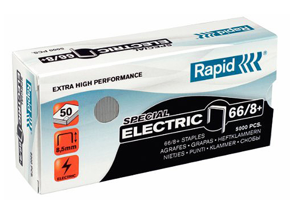 GRAPAS RAPID Nº 66/8+ GALVANIZADAS SUPER STRONG CAJA DE 5000 UNIDADES